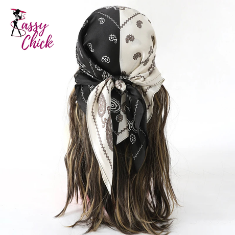 70x70cm Small Satin Square Print Scarf Sassy Chick Logo