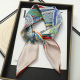 Blue 70x70cm Small Satin Square Print Scarf