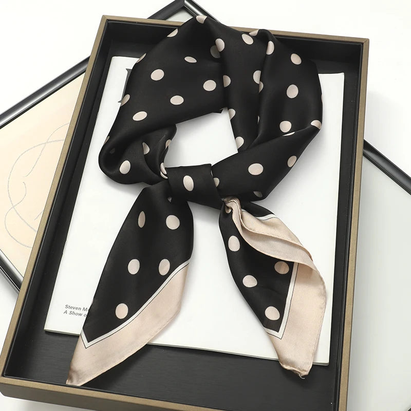 Black 70x70cm Small Satin Square Print Scarf