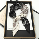 Black White 70x70cm Small Satin Square Print Scarf