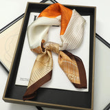 Orange 70x70cm Small Satin Square Print Scarf