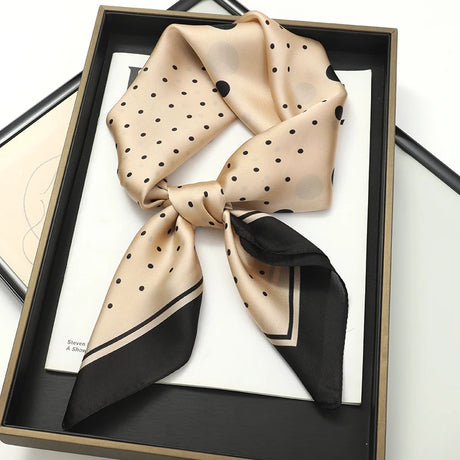 Beige 70x70cm Small Satin Square Print Scarf