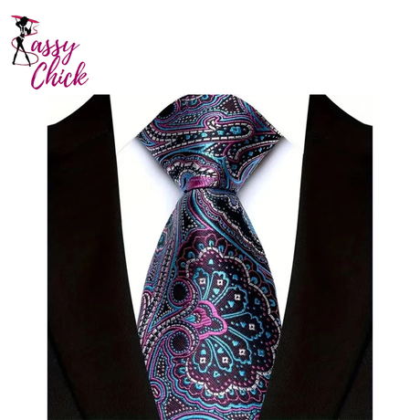 8CM Red Blue Paisley Polyester Cravat Neckties Sassy Chick Logo