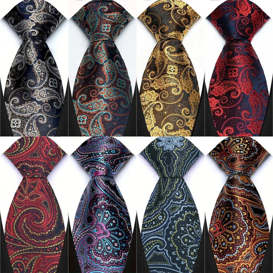 Collection of 8CM Red Blue Paisley Polyester Cravat Neckties