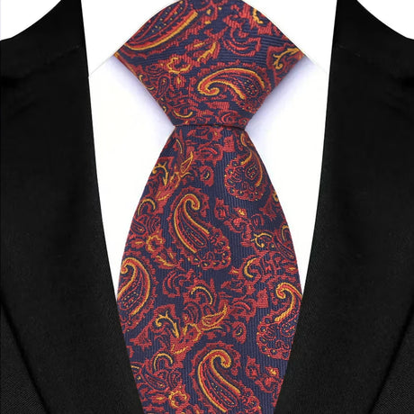 Red 8CM Red Blue Paisley Polyester Cravat Neckties
