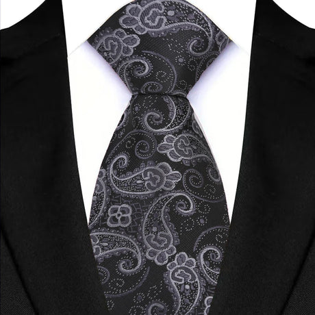 Black 8CM Red Blue Paisley Polyester Cravat Neckties