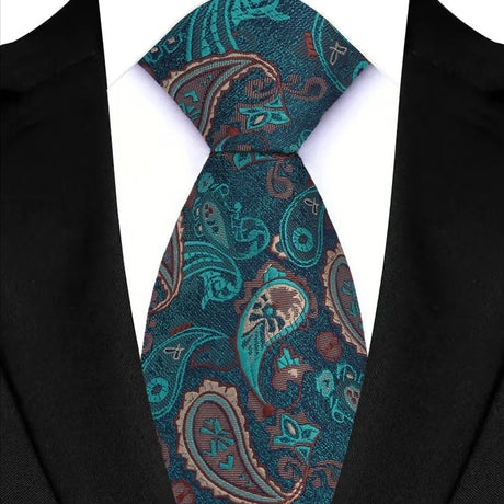 Green 8CM Red Blue Paisley Polyester Cravat Neckties