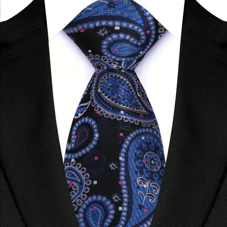 Blue 8CM Red Blue Paisley Polyester Cravat Neckties
