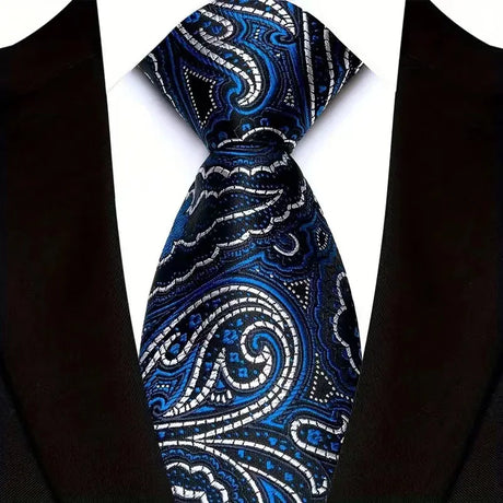 Gold 8CM Red Blue Paisley Polyester Cravat Neckties