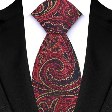 Red 8CM Red Blue Paisley Polyester Cravat Neckties