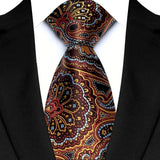 Gold 8CM Red Blue Paisley Polyester Cravat Neckties