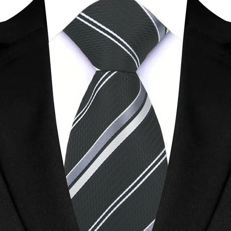 Black Gray 8CM Striped Plaid Groom Suits Neckties
