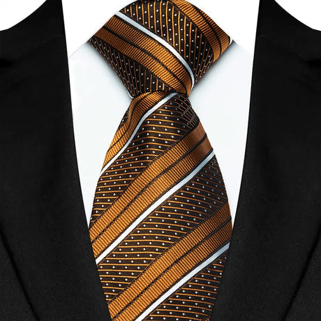 Gold 8CM Striped Plaid Groom Suits Neckties