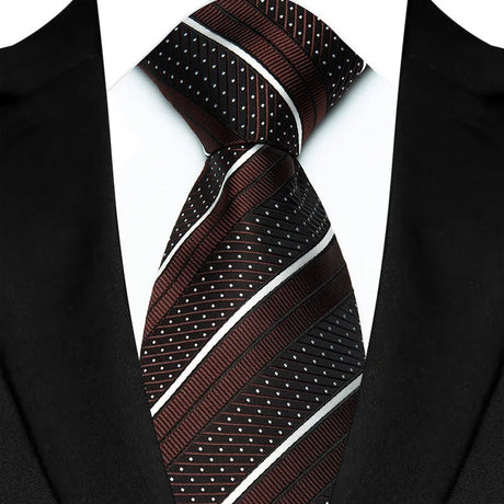 Brown 8CM Striped Plaid Groom Suits Neckties