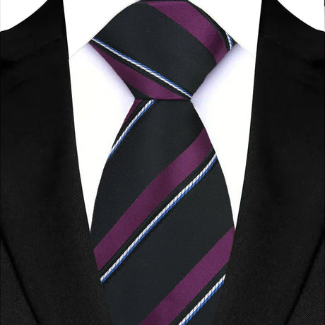 Black Violet 8CM Striped Plaid Groom Suits Neckties