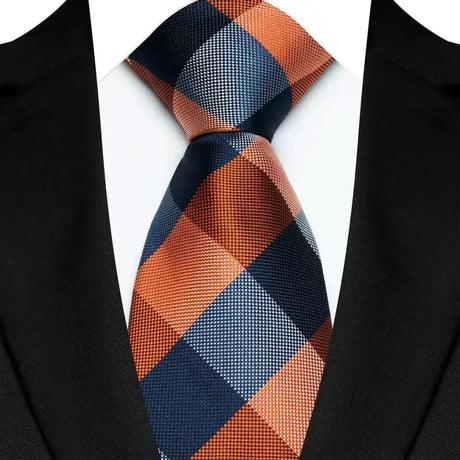 Orange Blue 8CM Striped Plaid Groom Suits Neckties