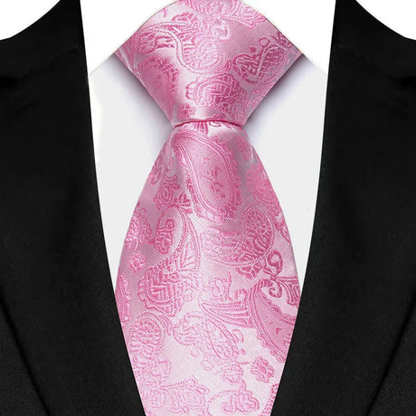 Pink 8cm Classic Polyester Plaid Paisley Tie