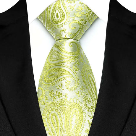 Gold 8cm Classic Polyester Plaid Paisley Tie