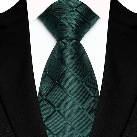 Green 8cm Classic Polyester Plaid Paisley Tie