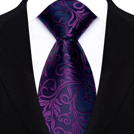 Purple 8cm Classic Polyester Plaid Paisley Tie
