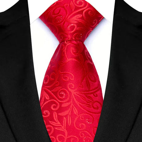 Red 8cm Classic Polyester Plaid Paisley Tie