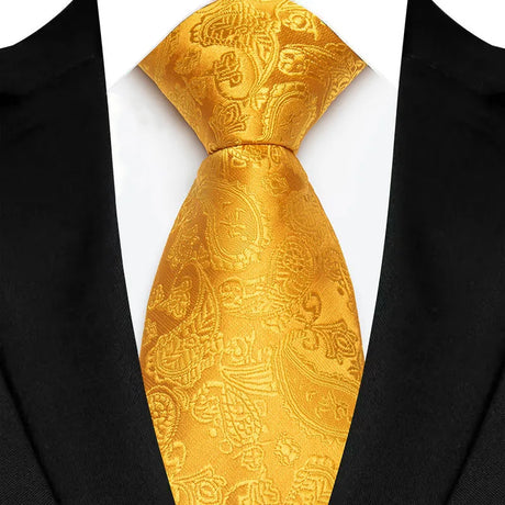 Yellow 8cm Classic Polyester Plaid Paisley Tie
