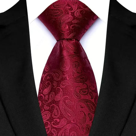 Red 8cm Classic Polyester Plaid Paisley Tie