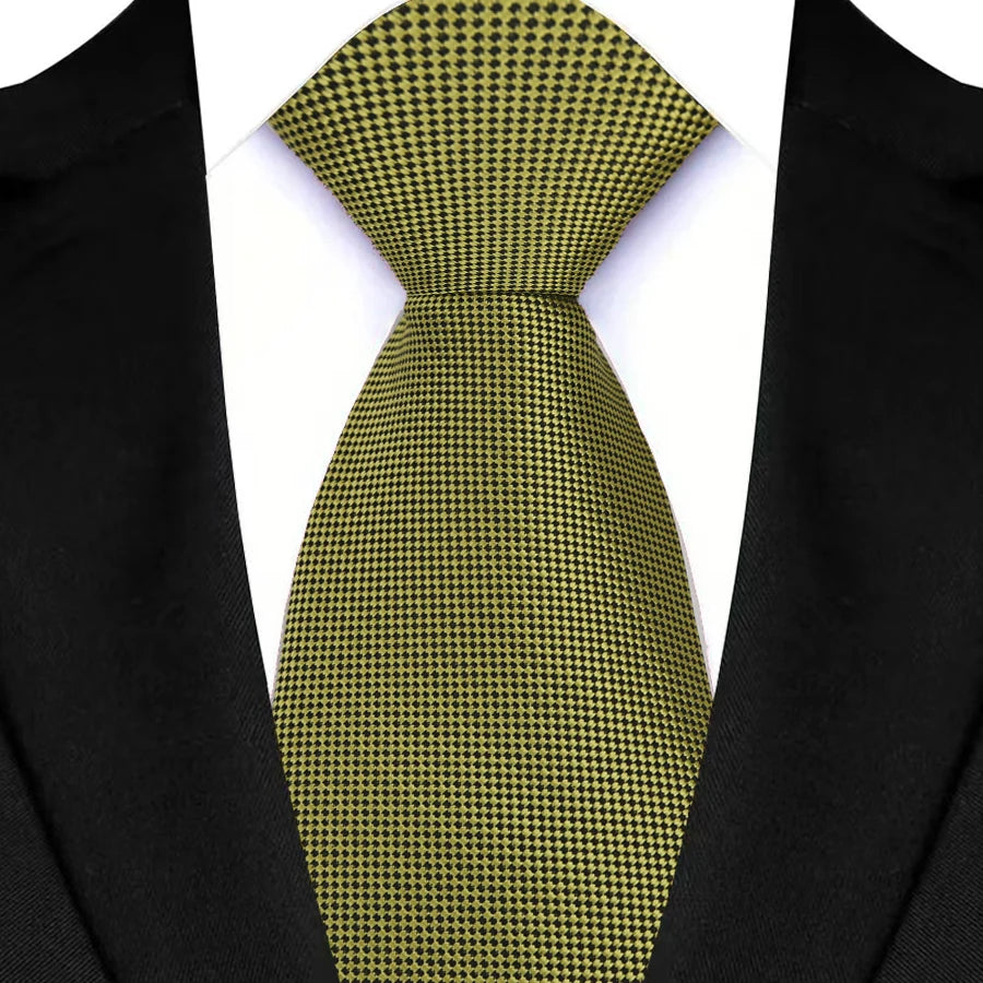 Yellow 8cm Classic Polyester Plaid Paisley Tie