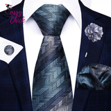 8cm Tie Handkerchief Cufflink Pin Necktie Set Sassy Chick Logo