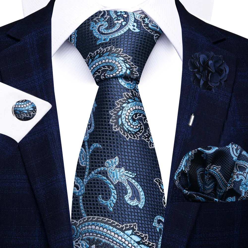 8cm Tie Handkerchief Cufflink Pin Necktie Set