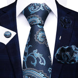 8cm Tie Handkerchief Cufflink Pin Necktie Set