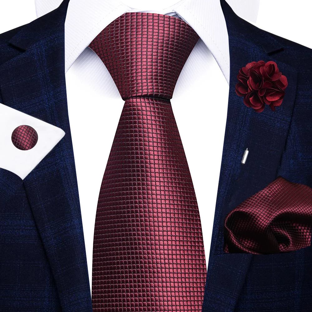 8cm Tie Handkerchief Cufflink Pin Necktie Set