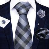 8cm Tie Handkerchief Cufflink Pin Necktie Set