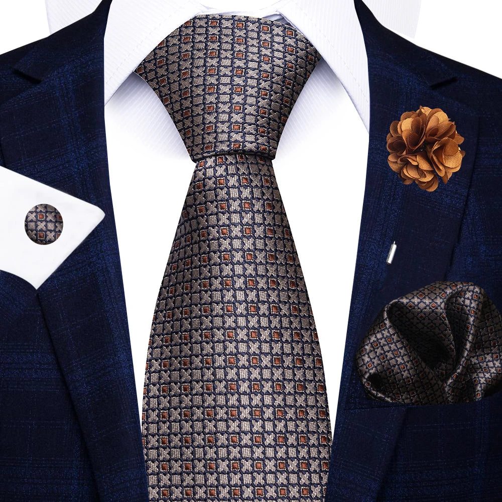 8cm Tie Handkerchief Cufflink Pin Necktie Set
