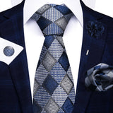 8cm Tie Handkerchief Cufflink Pin Necktie Set