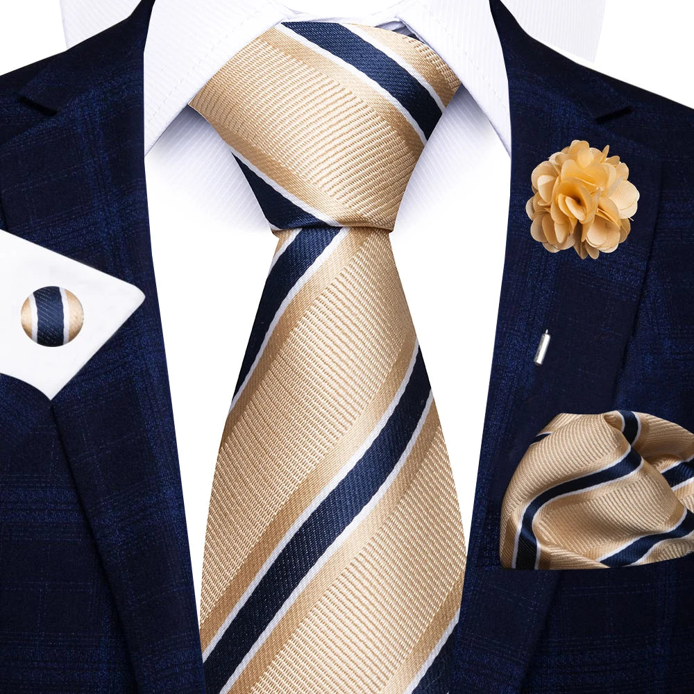 8cm Tie Handkerchief Cufflink Pin Necktie Set