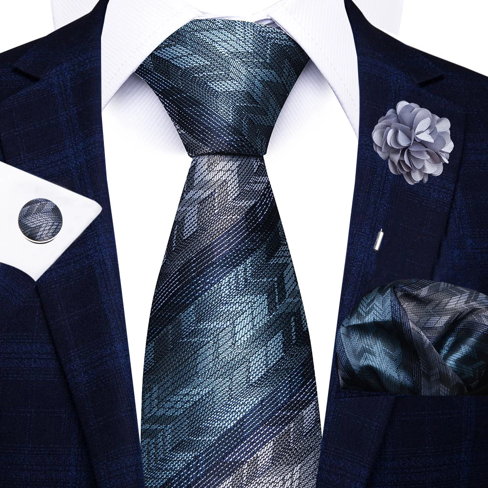 8cm Tie Handkerchief Cufflink Pin Necktie Set