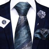 8cm Tie Handkerchief Cufflink Pin Necktie Set