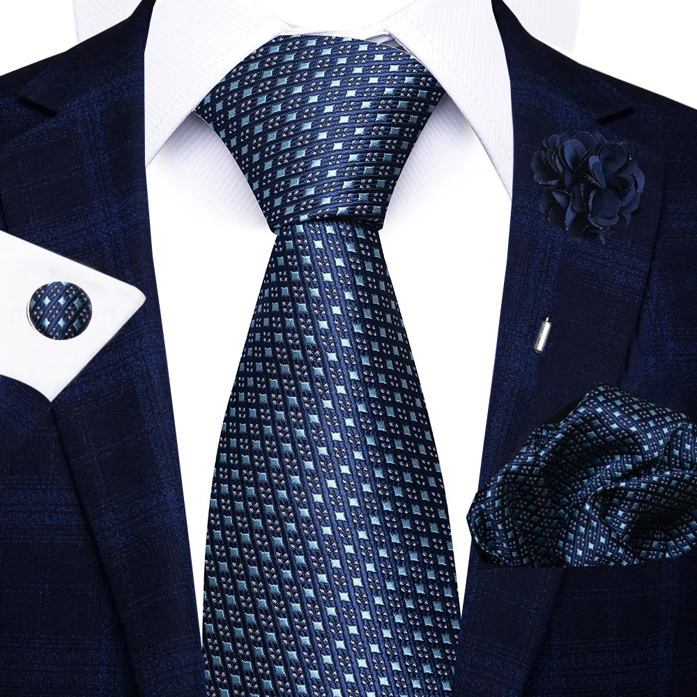 8cm Tie Handkerchief Cufflink Pin Necktie Set