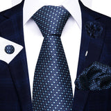 8cm Tie Handkerchief Cufflink Pin Necktie Set