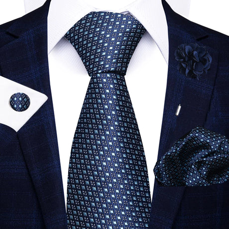 8cm Tie Handkerchief Cufflink Pin Necktie Set