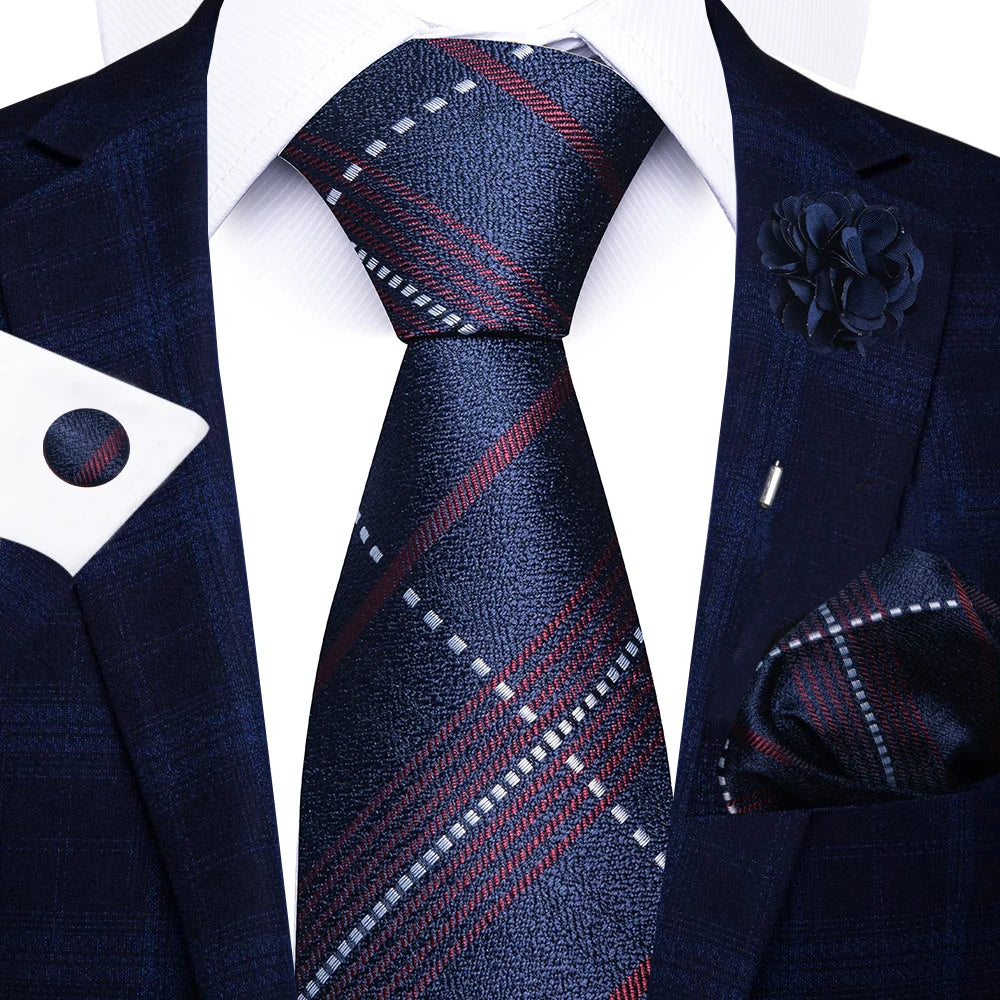 8cm Tie Handkerchief Cufflink Pin Necktie Set