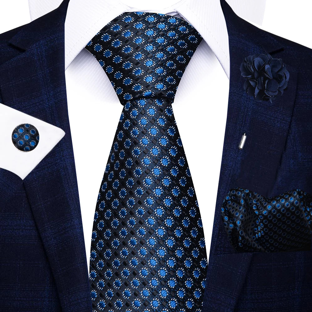 8cm Tie Handkerchief Cufflink Pin Necktie Set