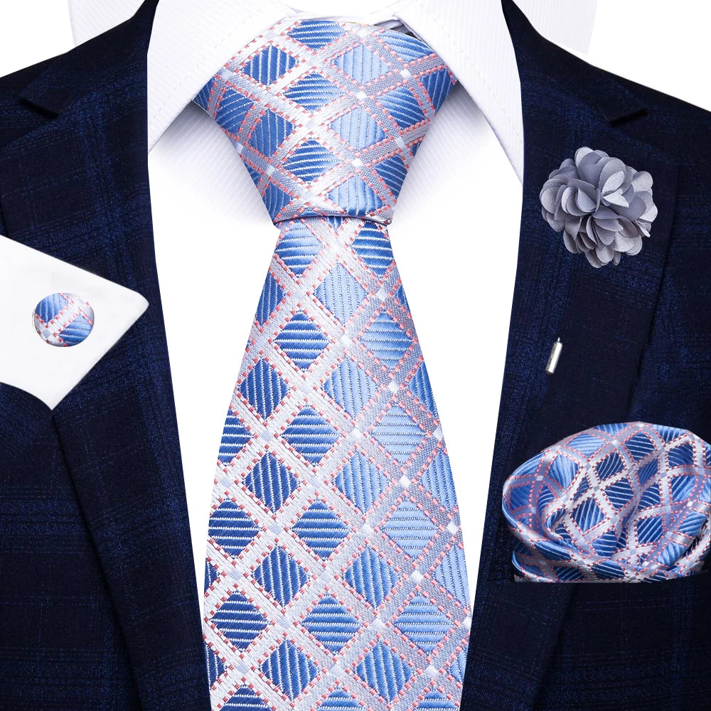 8cm Tie Handkerchief Cufflink Pin Necktie Set