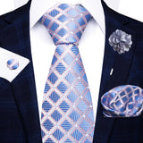 8cm Tie Handkerchief Cufflink Pin Necktie Set