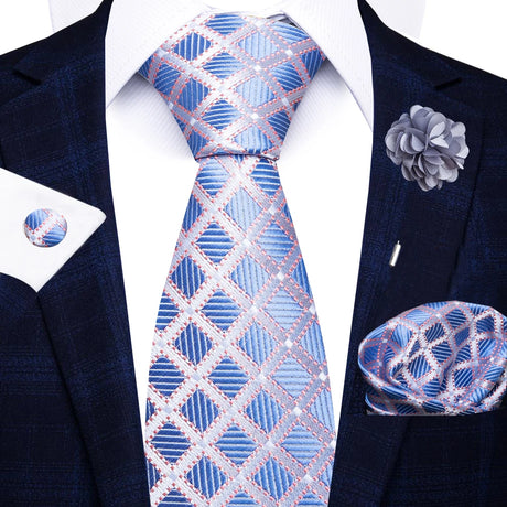 8cm Tie Handkerchief Cufflink Pin Necktie Set