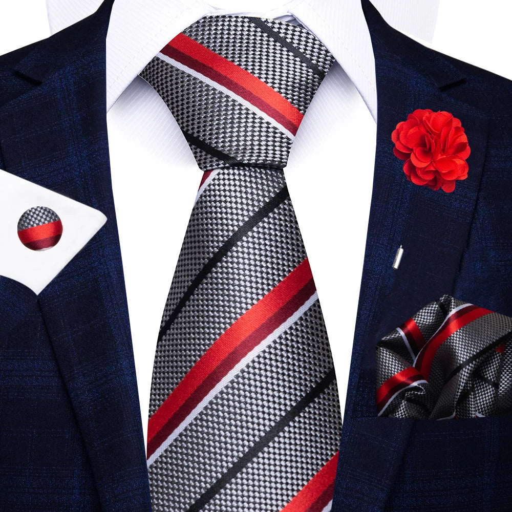 8cm Tie Handkerchief Cufflink Pin Necktie Set