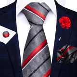 8cm Tie Handkerchief Cufflink Pin Necktie Set