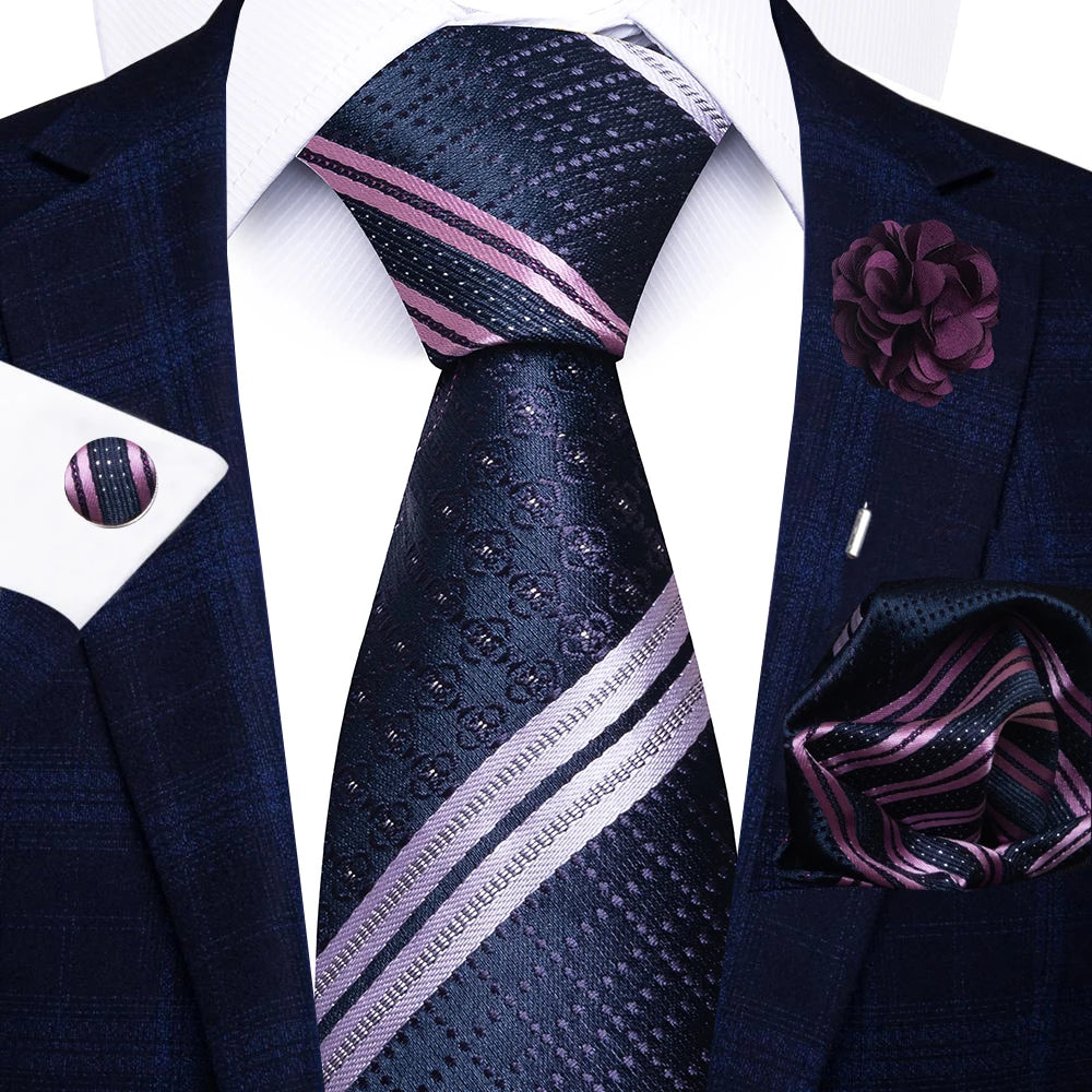 8cm Tie Handkerchief Cufflink Pin Necktie Set