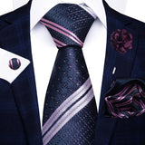 8cm Tie Handkerchief Cufflink Pin Necktie Set